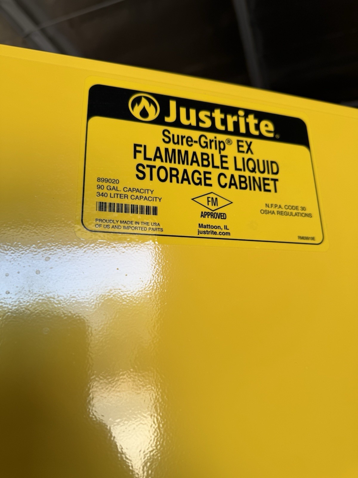 JUSTRITE 899020 Flammables Safety Cabinet 90 gal 43 x 34 x 65 Self-Close