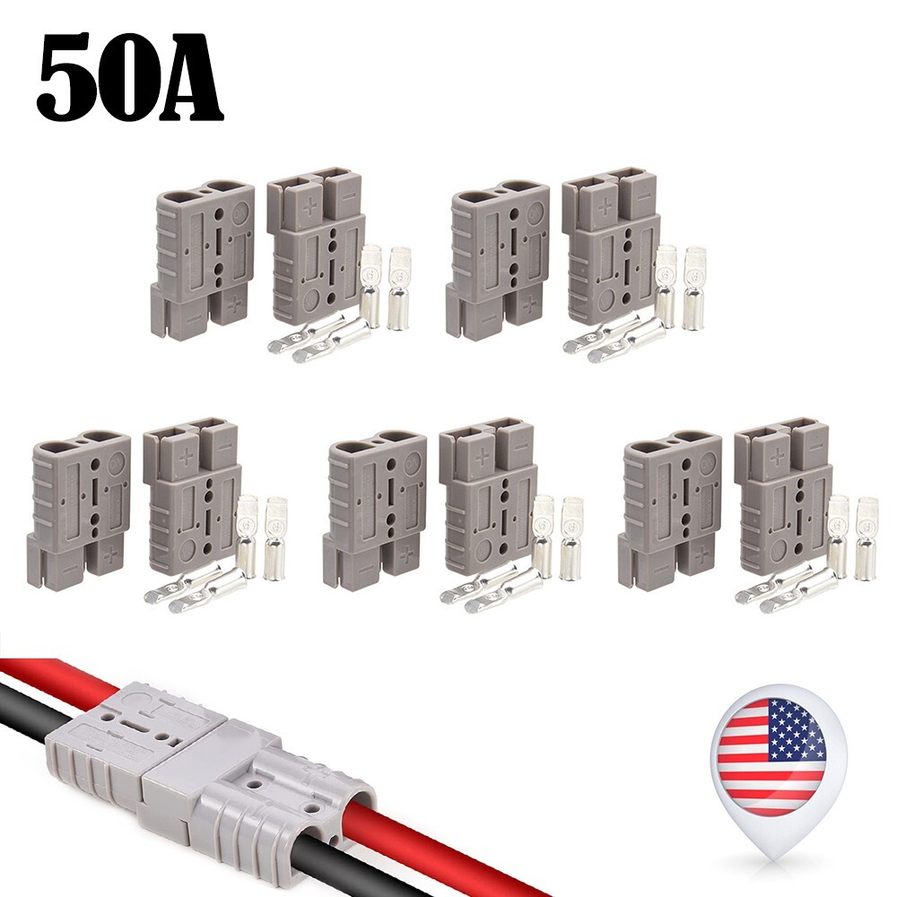 ⭐10Pack For Anderson Style Plug Connectors DC Power 50 AMP 600V 6AWG⭐⭐⭐