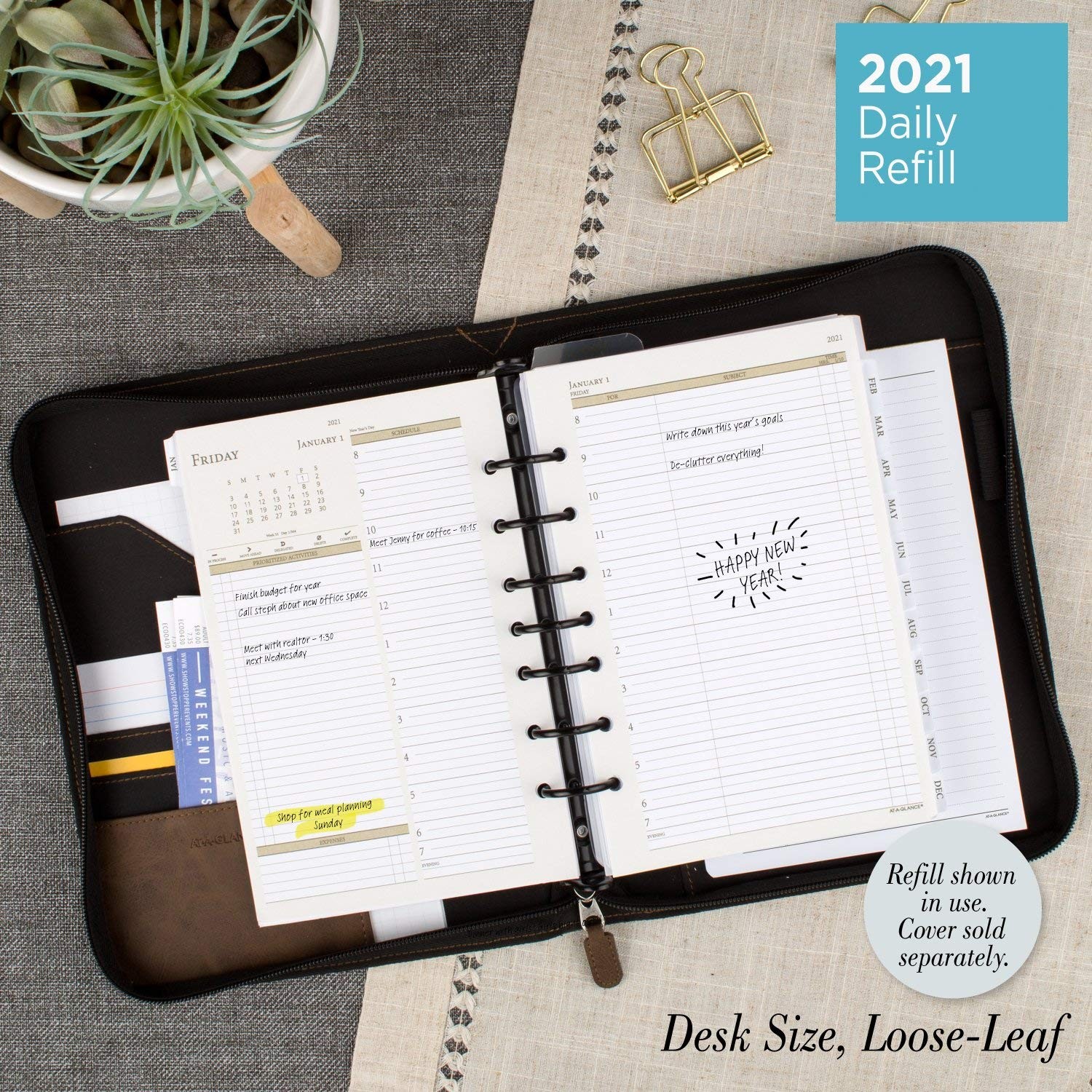 2021 Daily & Monthly Planner Refill by , 92010 DAY-TIMER, 5-1/2″ x 8-1/2″, Si…