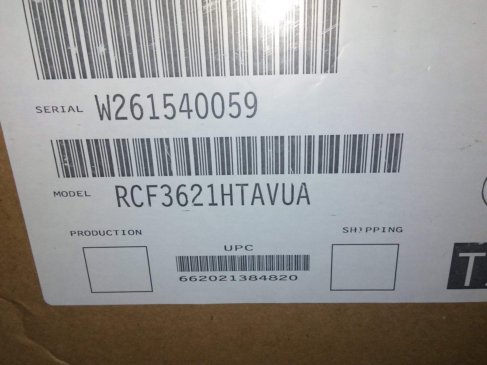 RHEEM RCF3621HTAVUA 3 TON UPFLOW HIGH EFFICIENCY UNCASED «A» COIL R410A 182497