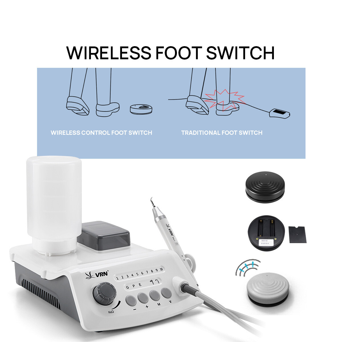 Dental Lab Ultrasonic Piezo Scaler LED Handpiece Fit Woodpecker EMS VRN+5Tips