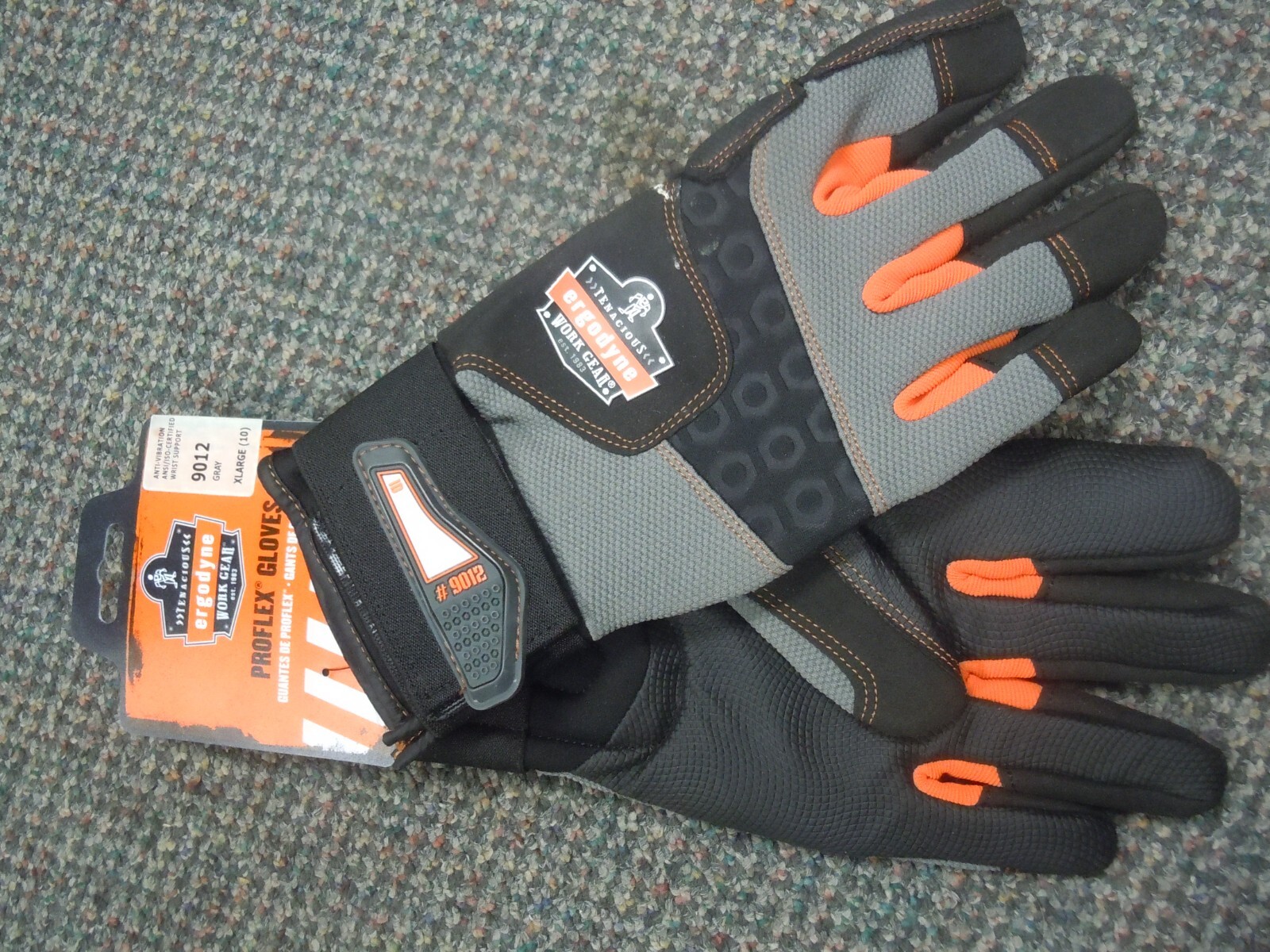 Proflex 9012 Antivibration Work Gloves Ansi/iso Certified Full Fingered Wrist Su