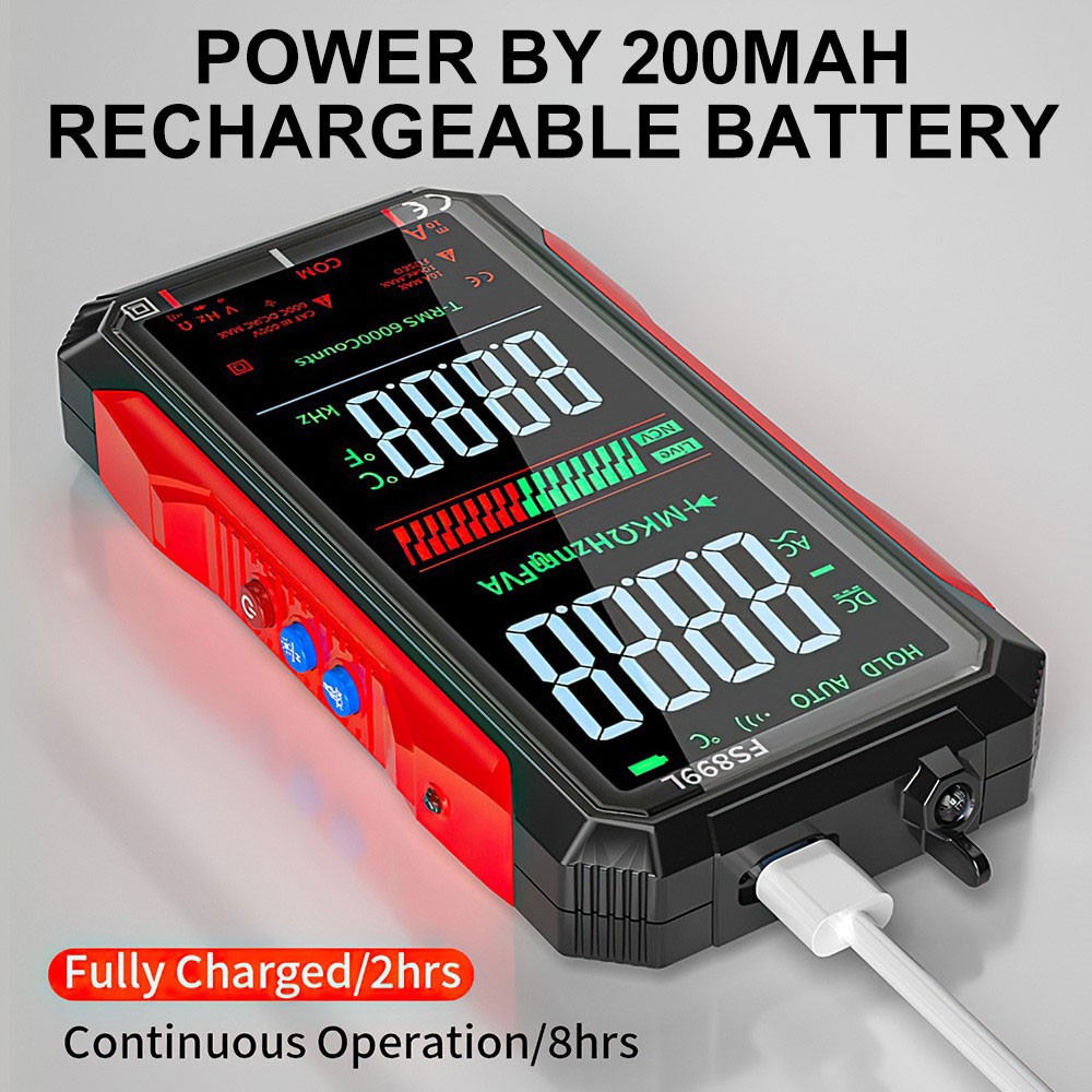 FS899L Smart Digital Multimeter,USB Rechargeable Auto-Ranging Multimeter Tester