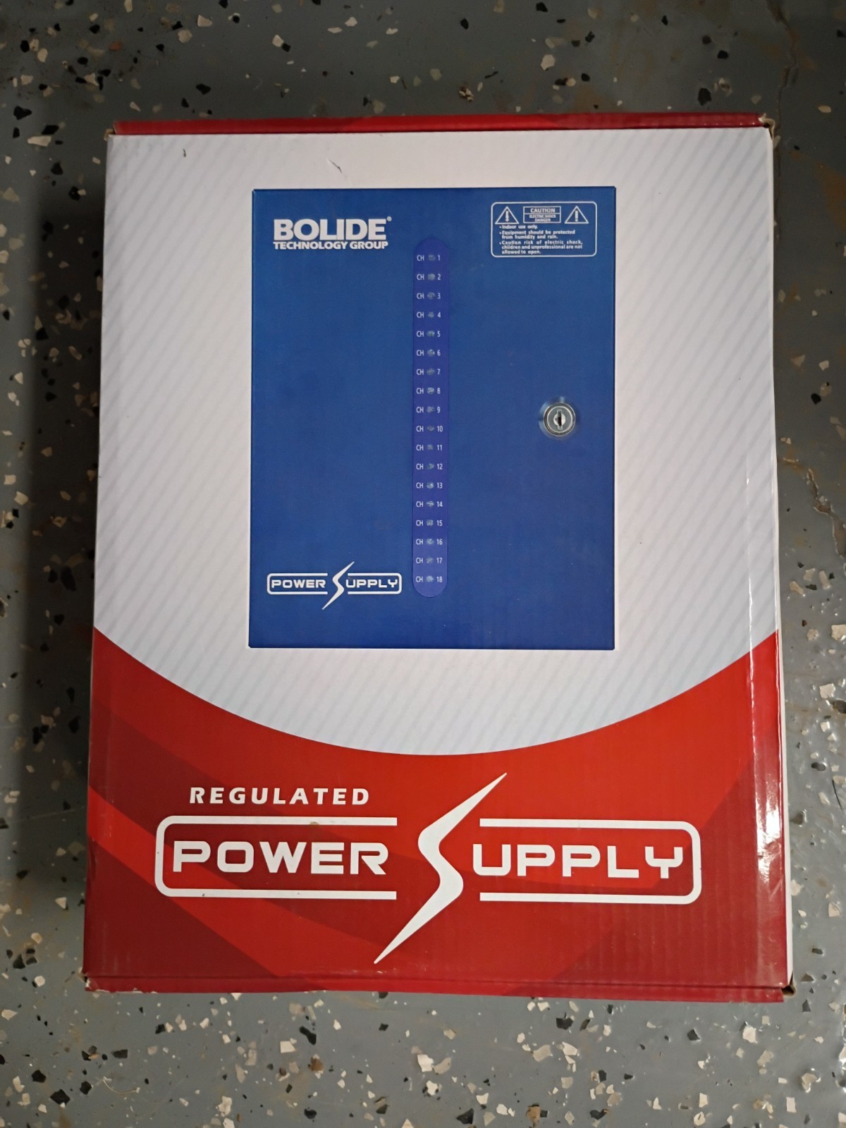 Bolide 12VDC 10A 18-Channel Enclosed Wall-Mount Power Supply Blue