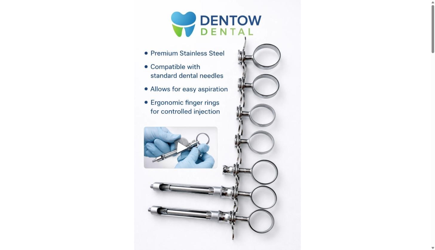 German Dental Aspirating Syringe 1.8cc Carpule Anesthetic Injection Instrument