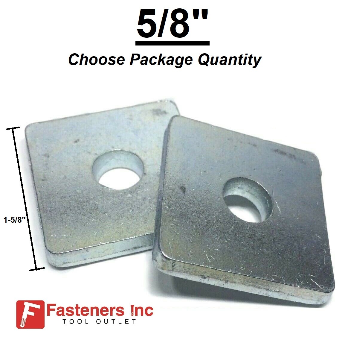 5/8″ X 1-5/8 X 1-5/8 Square Plate Washers for Unistrut Channel #4603 P1964 Zinc