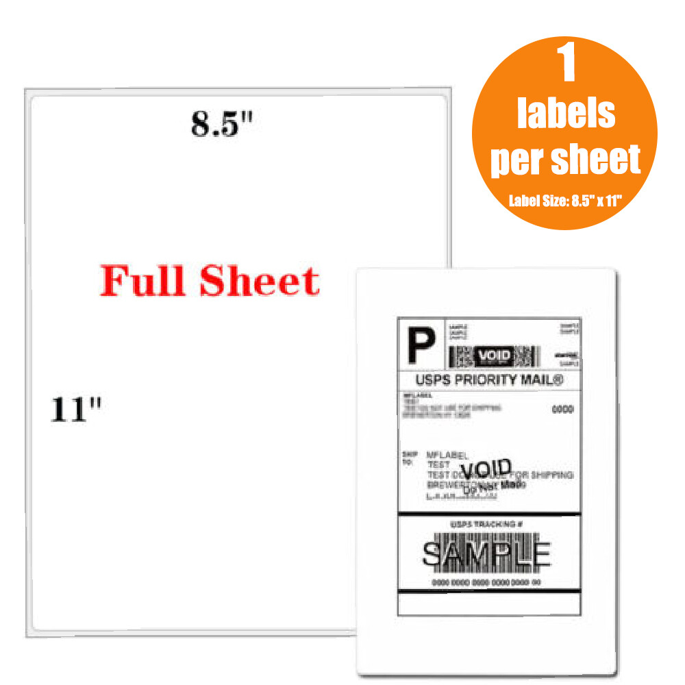 100 Full Sheet Shipping Labels 8.5×11 Self Adhesive Blank Paper for Laser/Inkjet