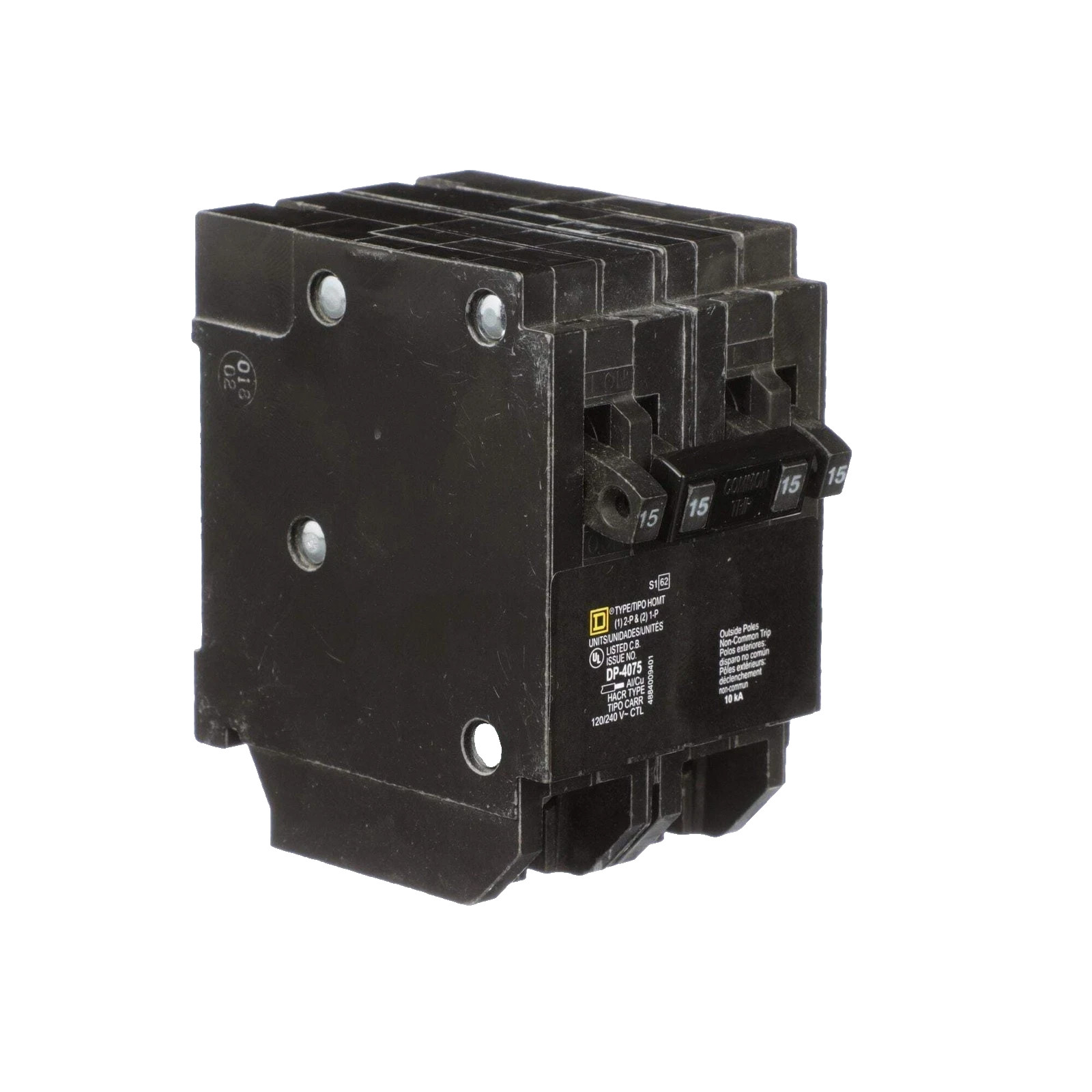 Square D Quad HOMT1515215 Tandem Breaker Two 1-Pole 15A / One 2-Pole 15A