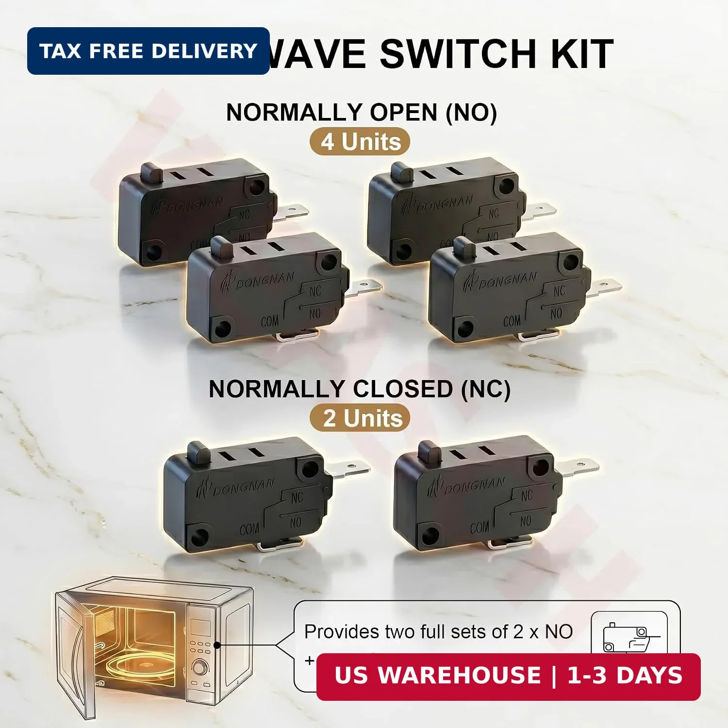 KW3AT Microwave Oven Door Switch, 4 Normally Open 2 Normally Closes | UL Recogni
