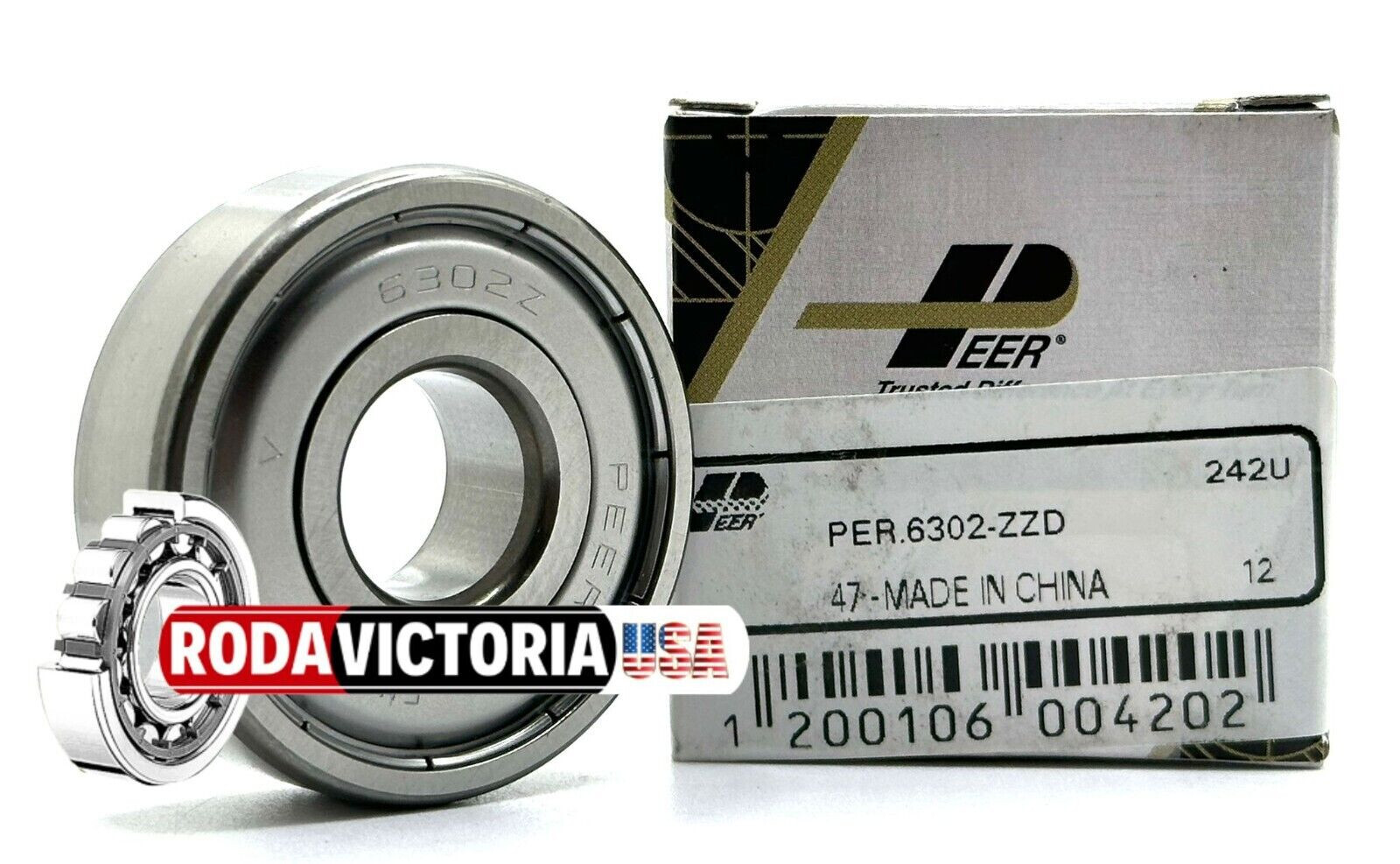 PEER 6302 2ZZD DEEP GROOVE BALL BEARING METAL SHIELDED 15x42x13mm