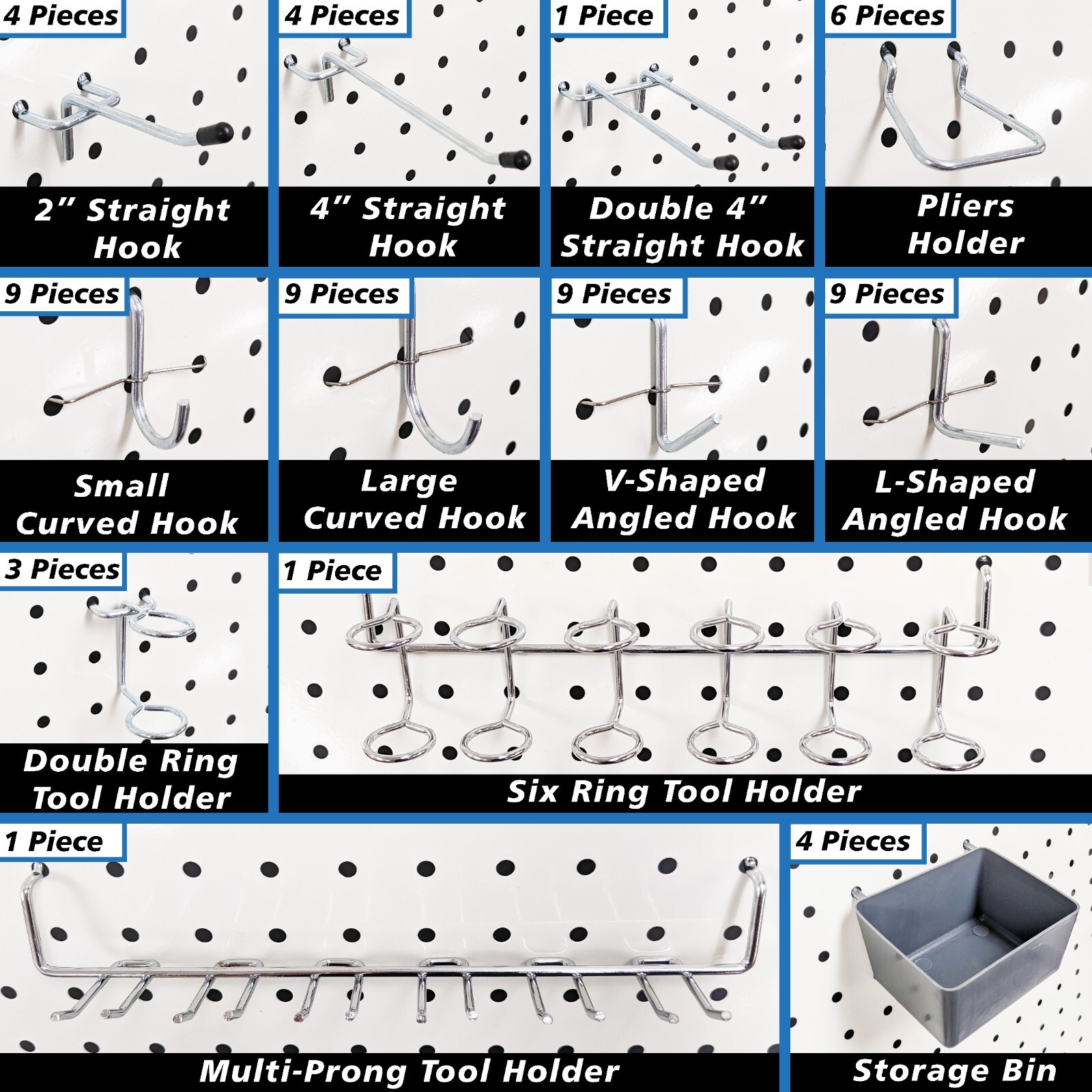 80 Piece Pegboard Hooks and Holders – Includes Straight, Curved, and Angled H…