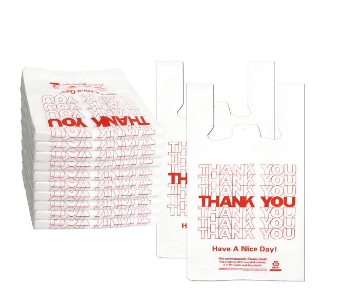 Thank You Bags, 1000 Pcs, White Plastic, 11.5X6.5×22 Shopping Bags