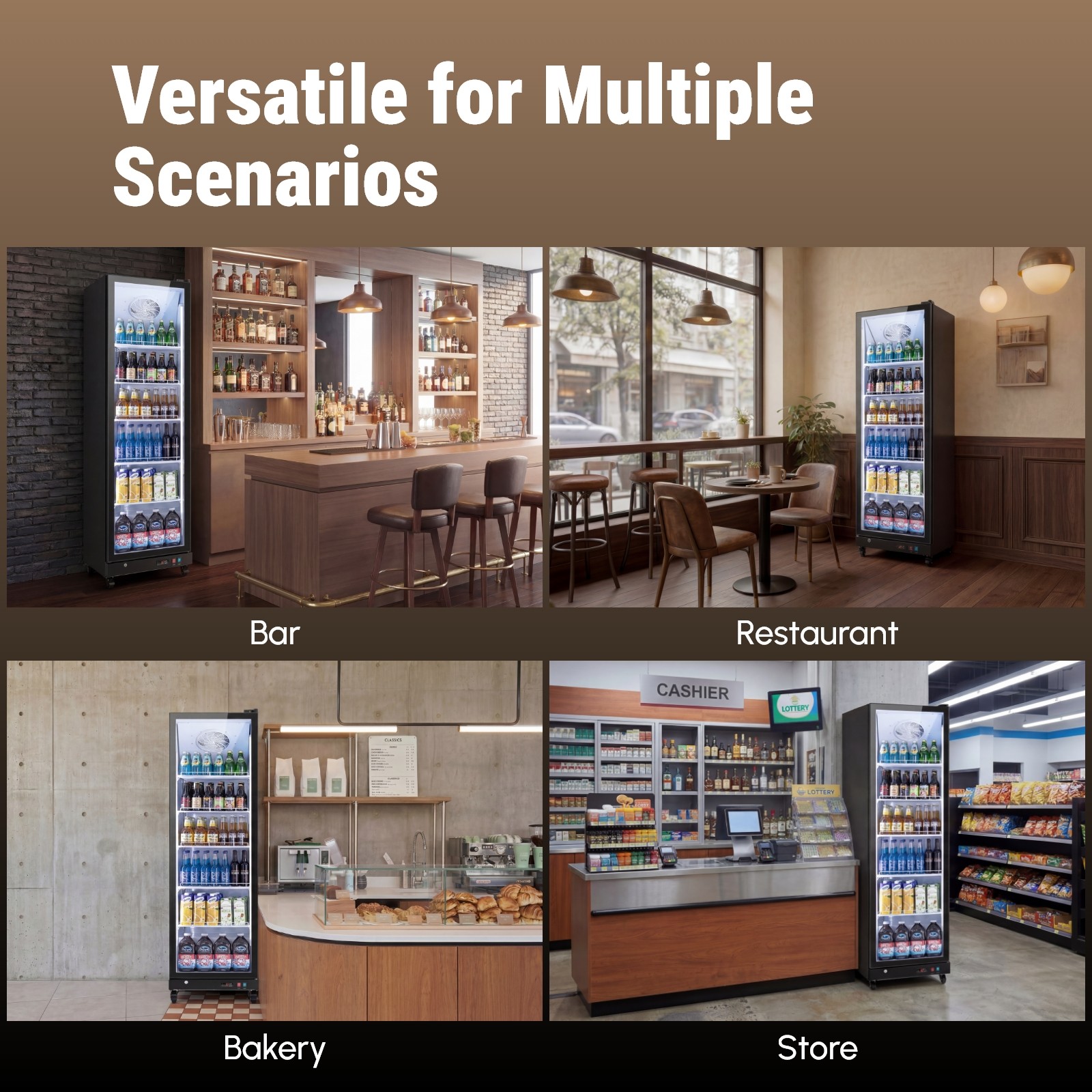 Yeego Commercial Drink Fridge Merchandiser Display Cooler 12.36 Cu.ft Glass Door