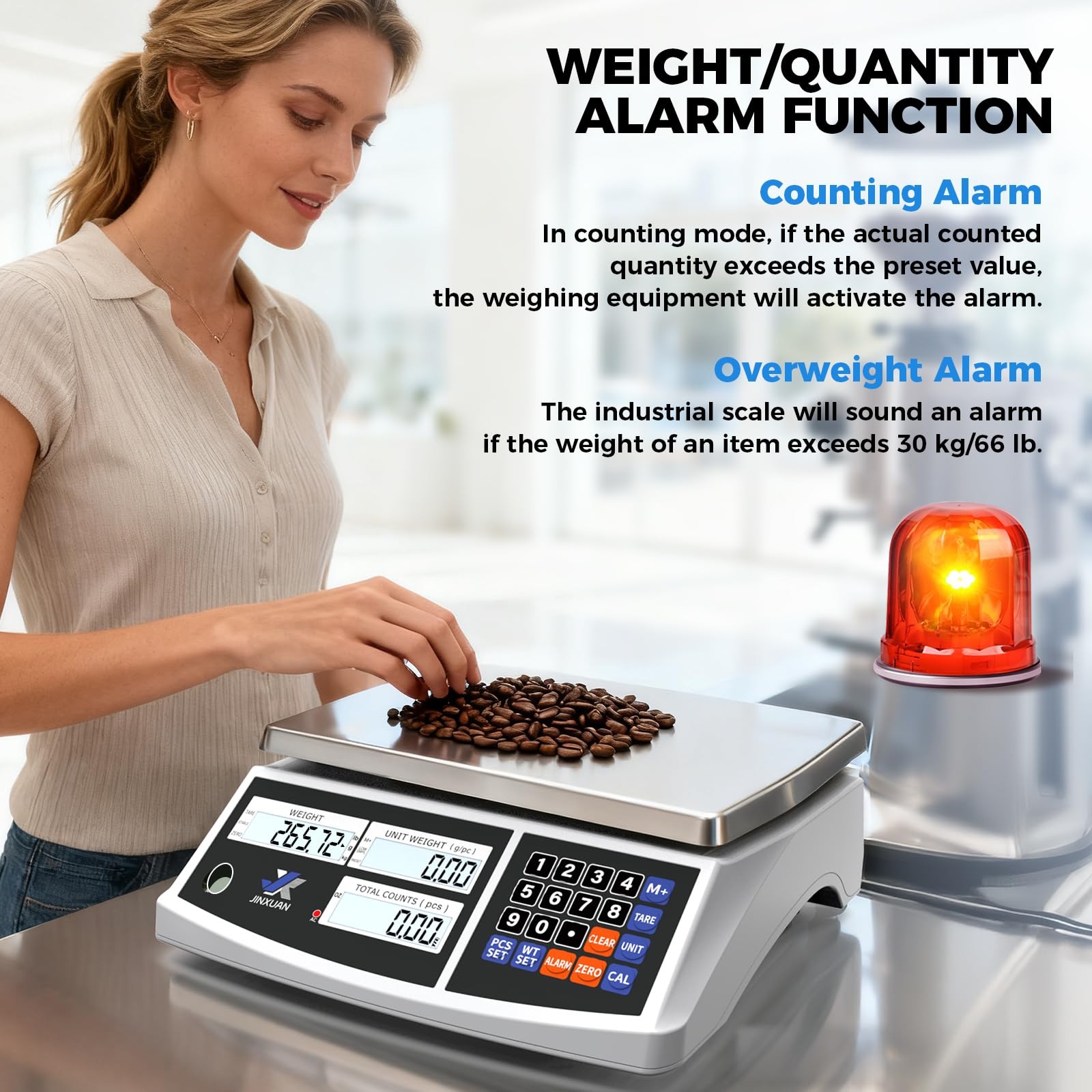 Industrial Counting Scale 66lb/30kg x 0.5g Digital Inventory for Silver