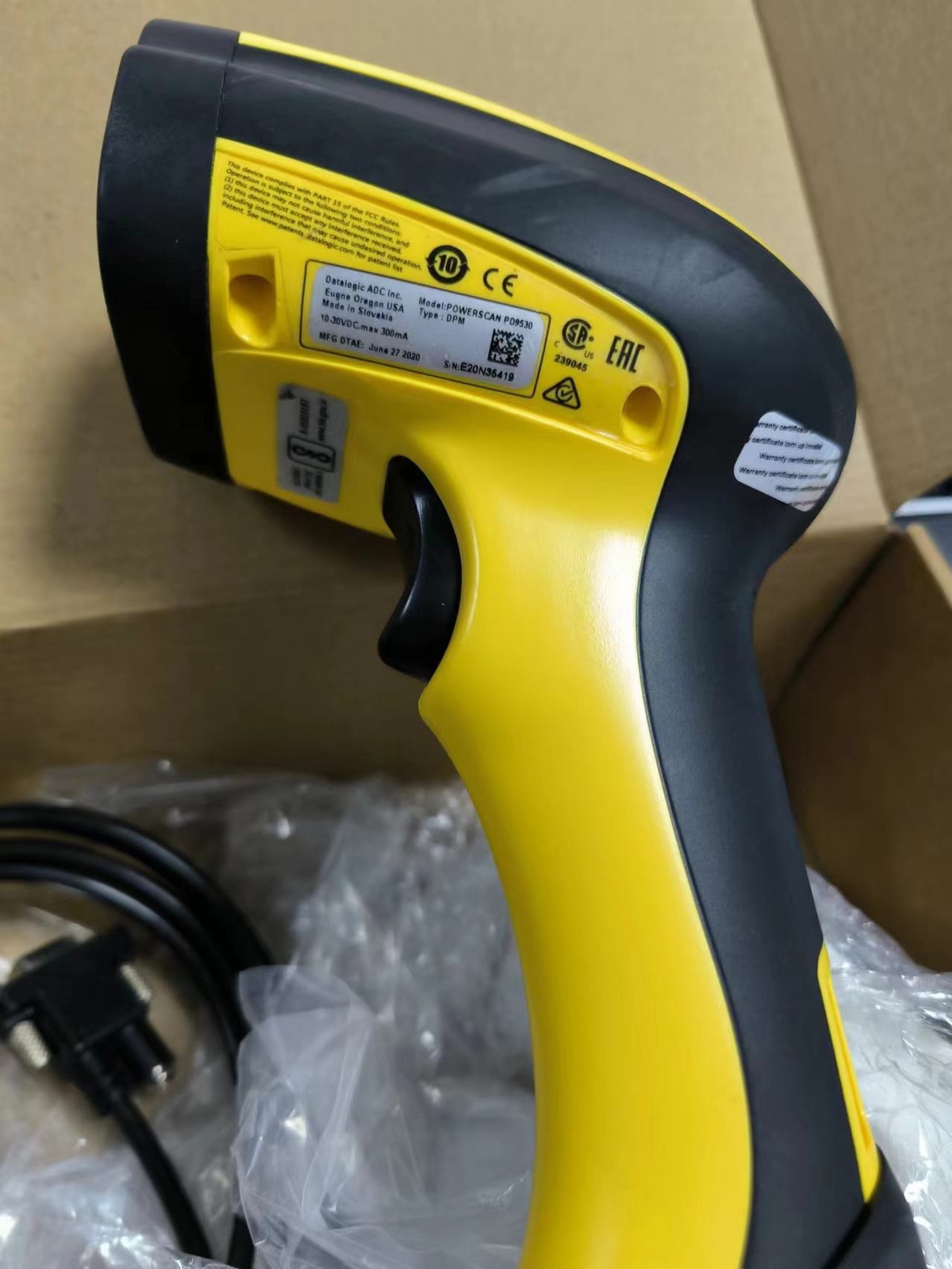 Datalogic PowerScan PD9530 Barcode Scanner w/ RS232 Cable + Power Supply Kit