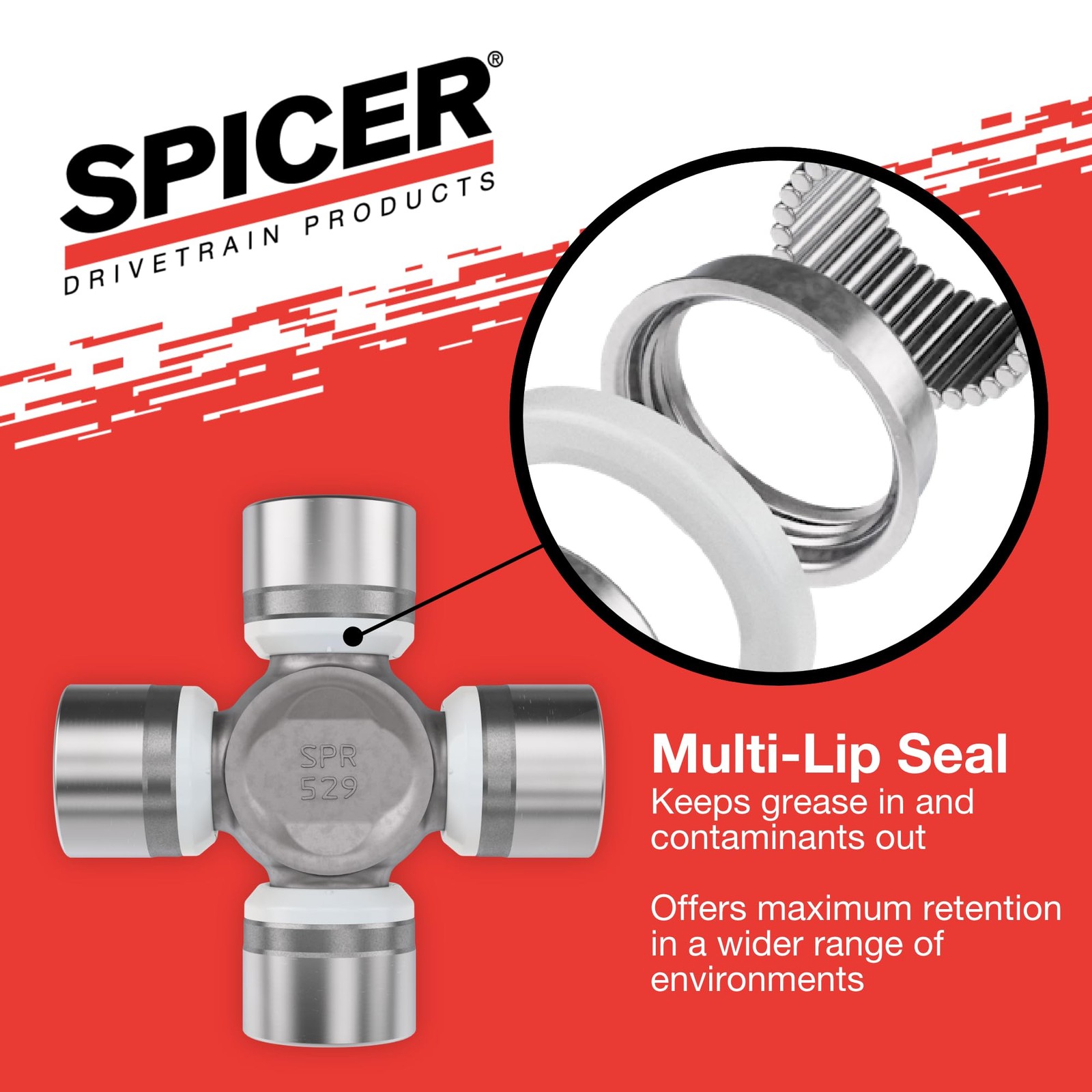 Spicer Life Greaseable Universal Joint Kit 1310 Series With Snap Rings