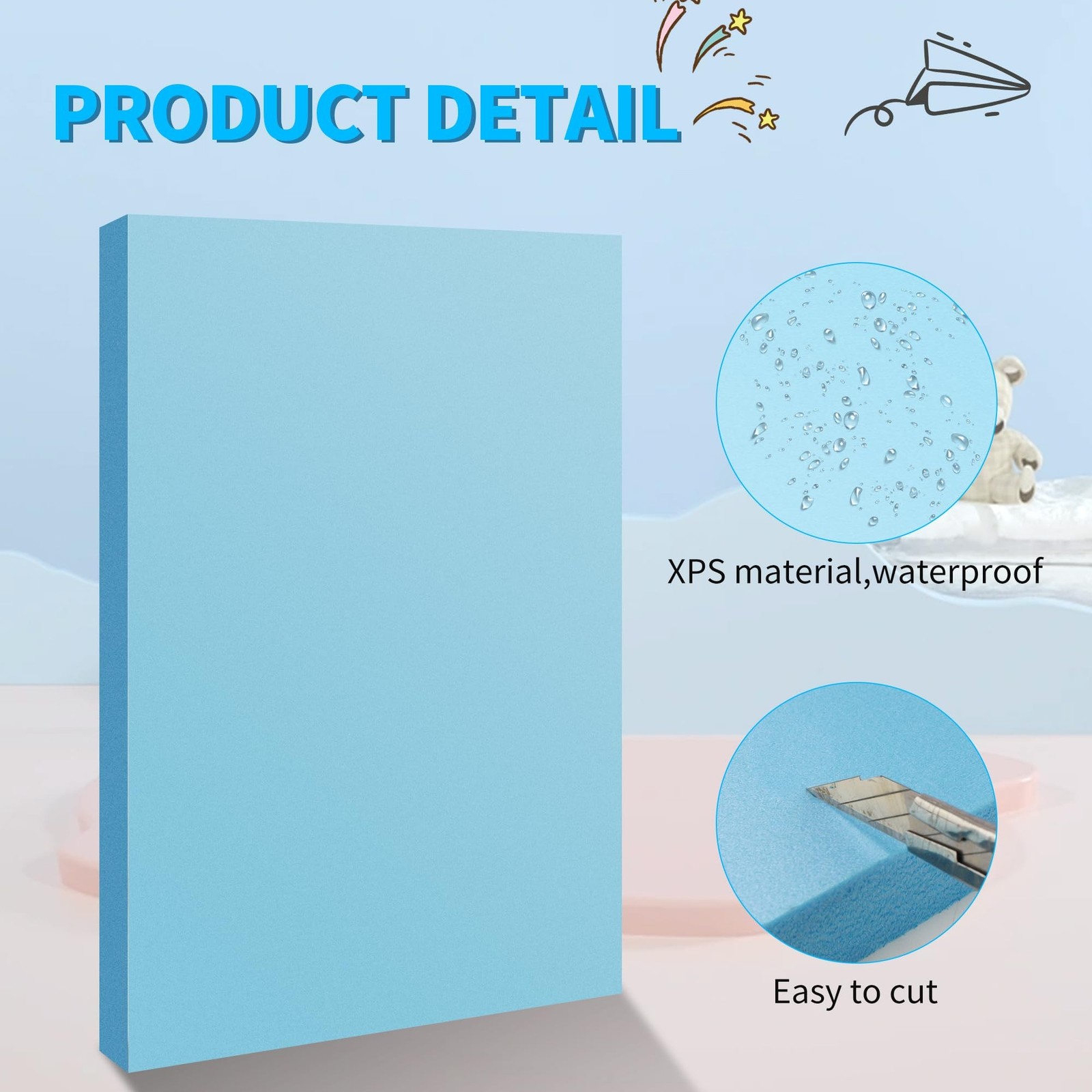 LuckyFoam Blue 13 Pack 12×7.5×0.5 inch XPS Foam Board Craft DIY