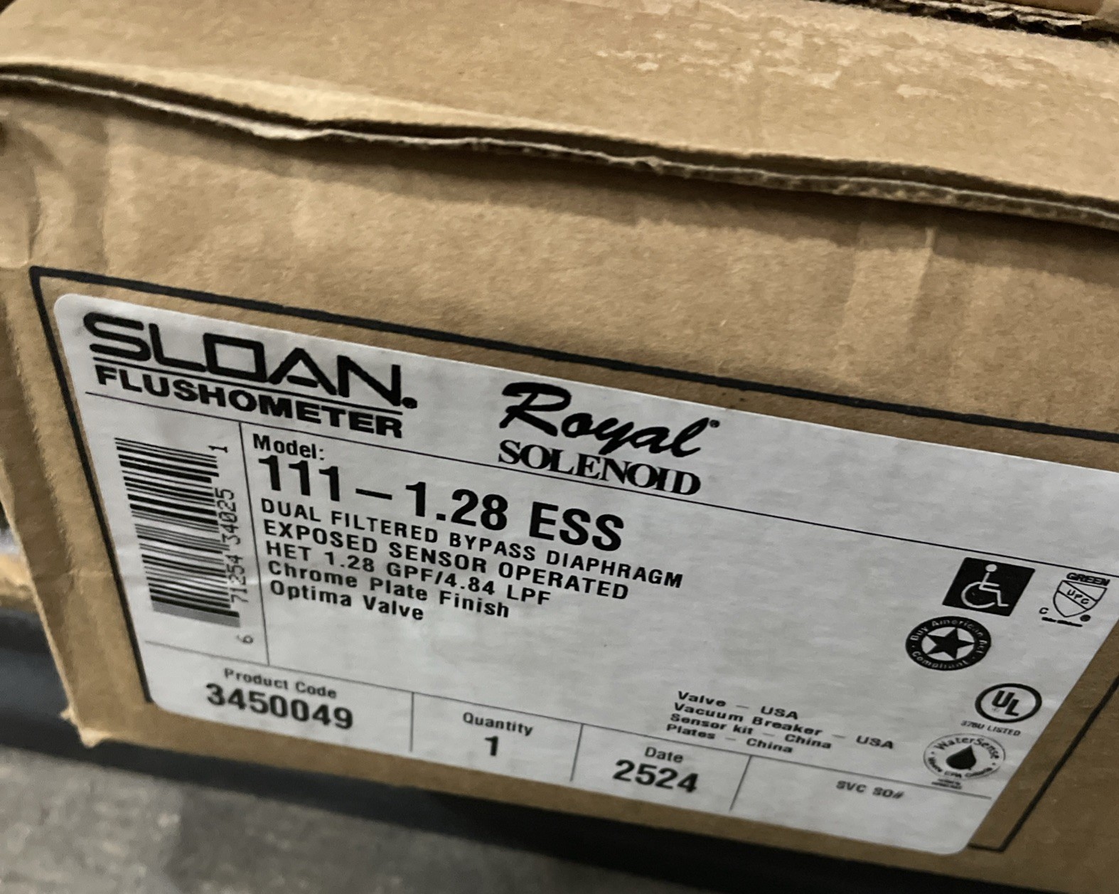 Sloan ROYAL 111-1.28 ES-S Low Consumption (1.28 gpf) Exposed Flushometer Chrome