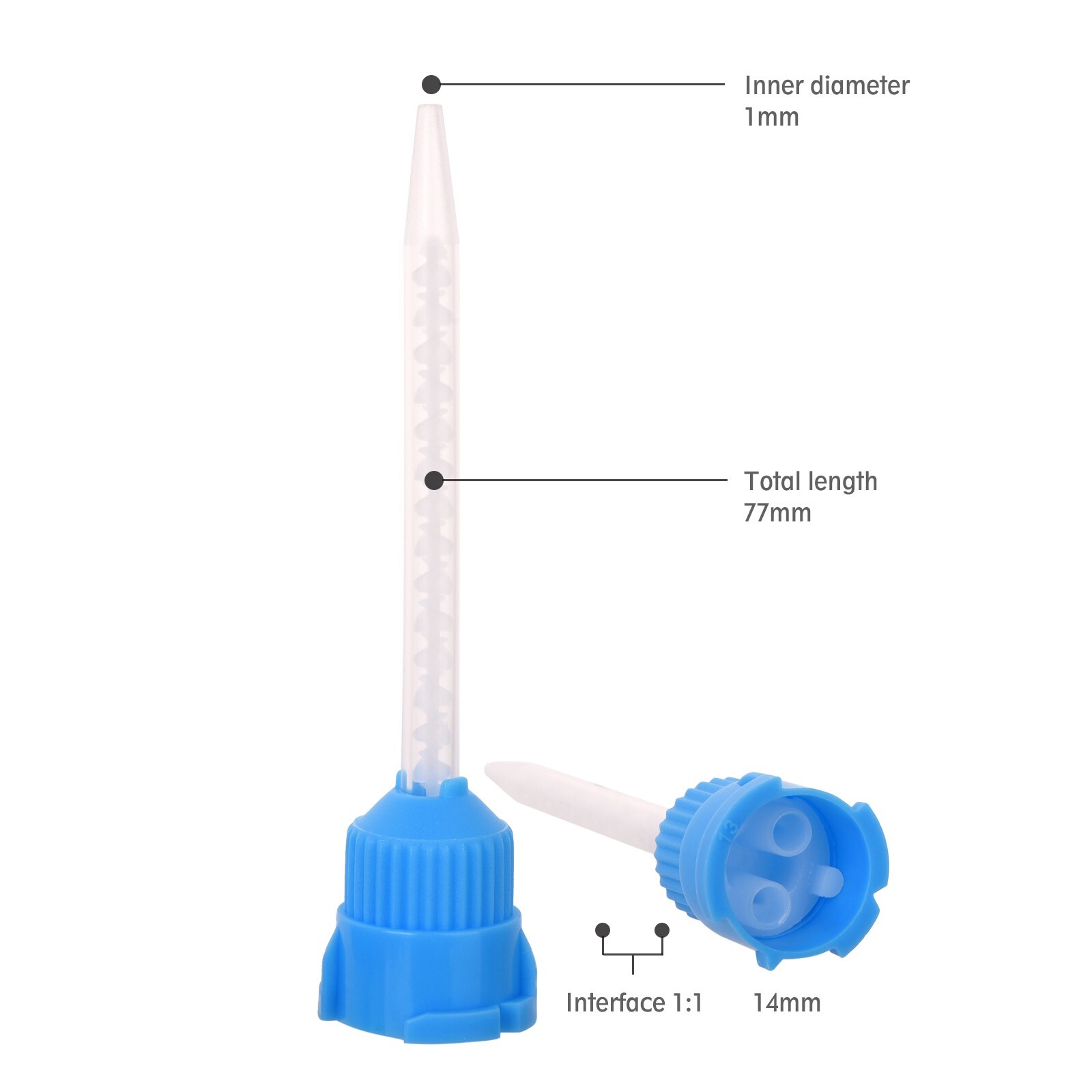 Dental Mixing Tips Impression Temporary C&B Material Blue/White Long 50/Pack