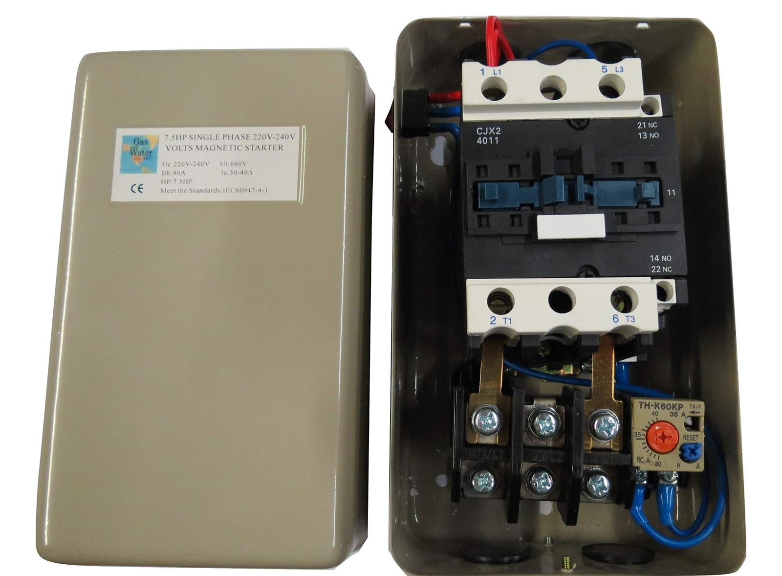 Magnetic Motor Starter Control Single Phase 7.5 HP 220/240V 30-40A