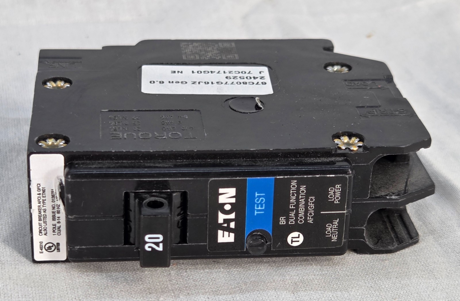 Eaton BRP120DF – 20 Amp Dual Purpose AFCI GFCI Circuit Breaker – 1 Pole – 120V