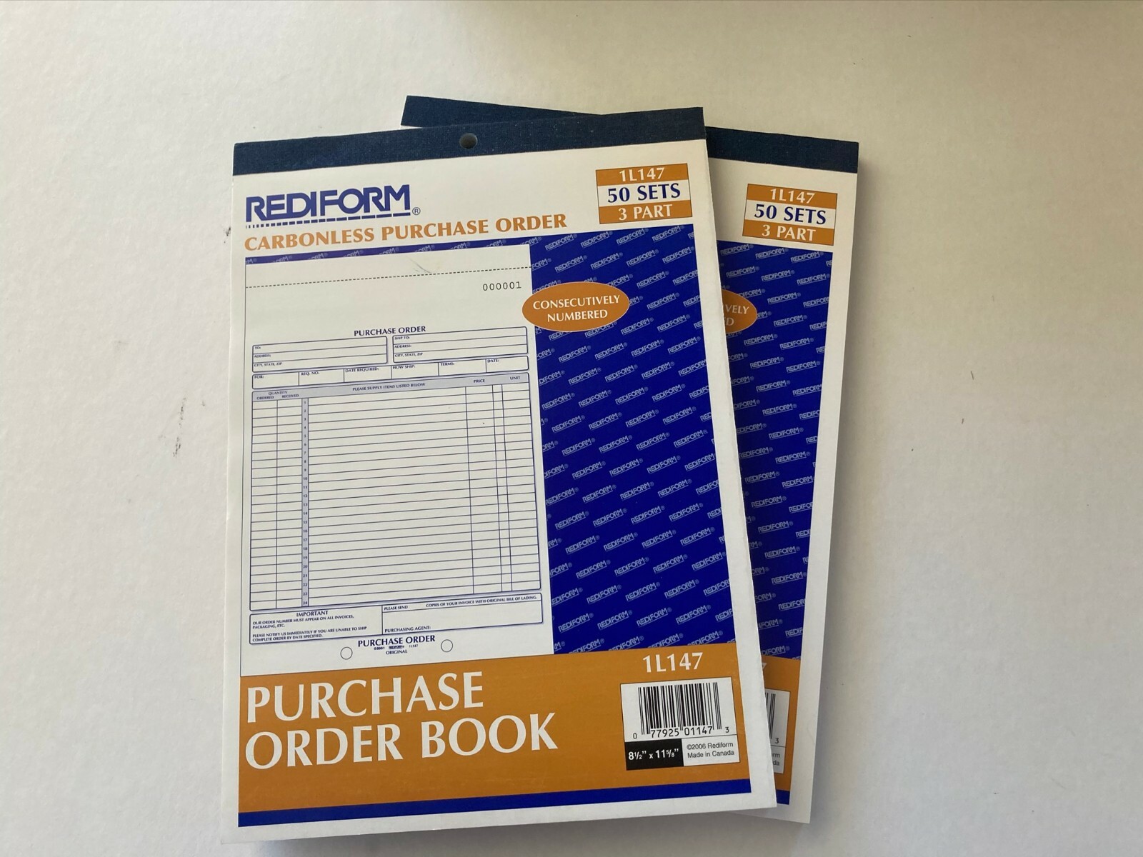 Rediform 1L147 Carbonless Purchase Order 3 Part 50 Sets Lot of 2