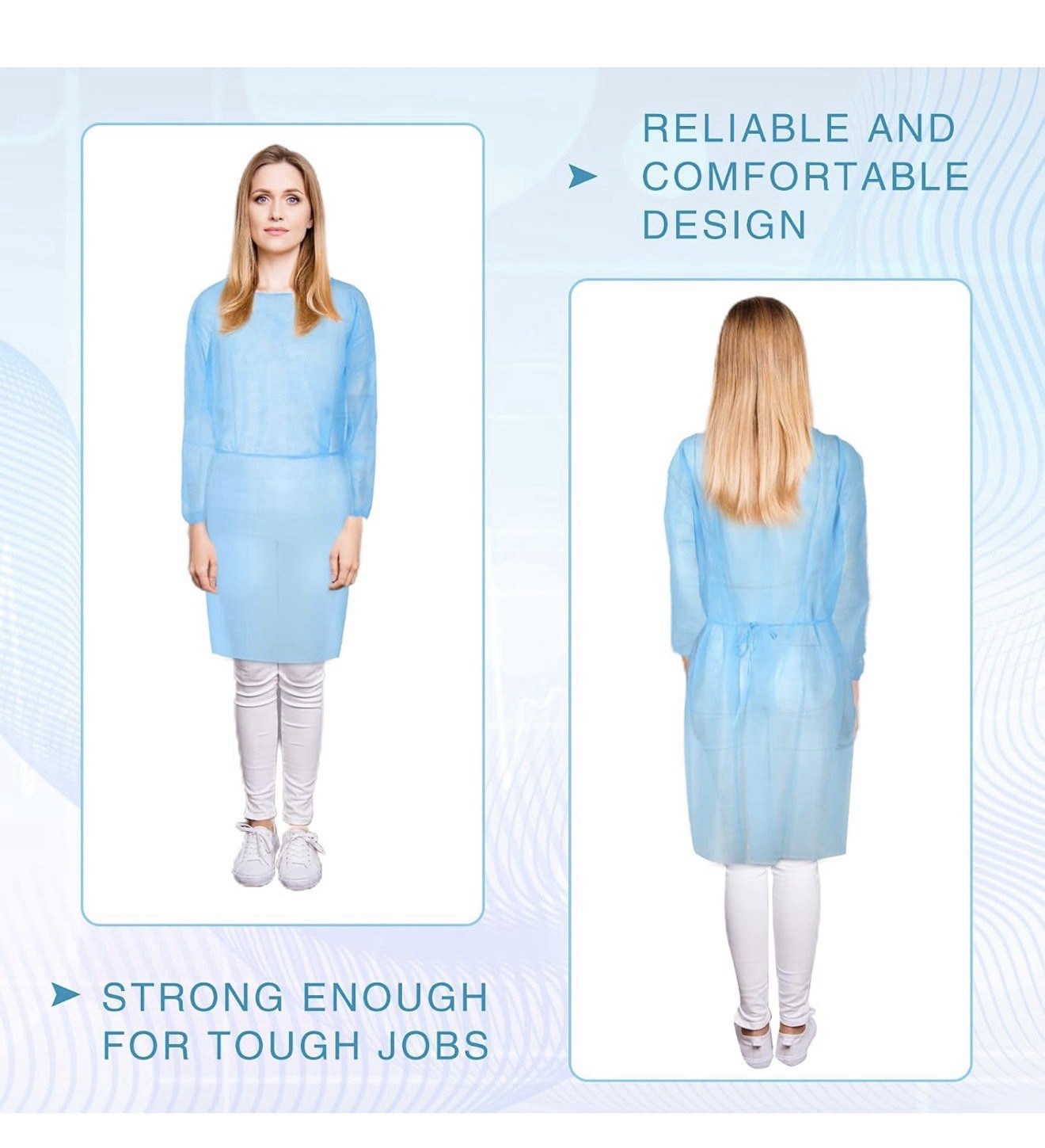 Xuhal 100 Set Disposable Isolation Gowns Set PPE Gowns Disposable and Non Woven