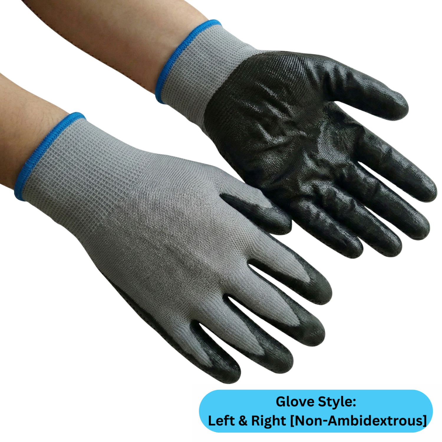 24 Pairs, Grey Dipped Gloves Nitrile, Nylon Industrial Work Gloves, Large