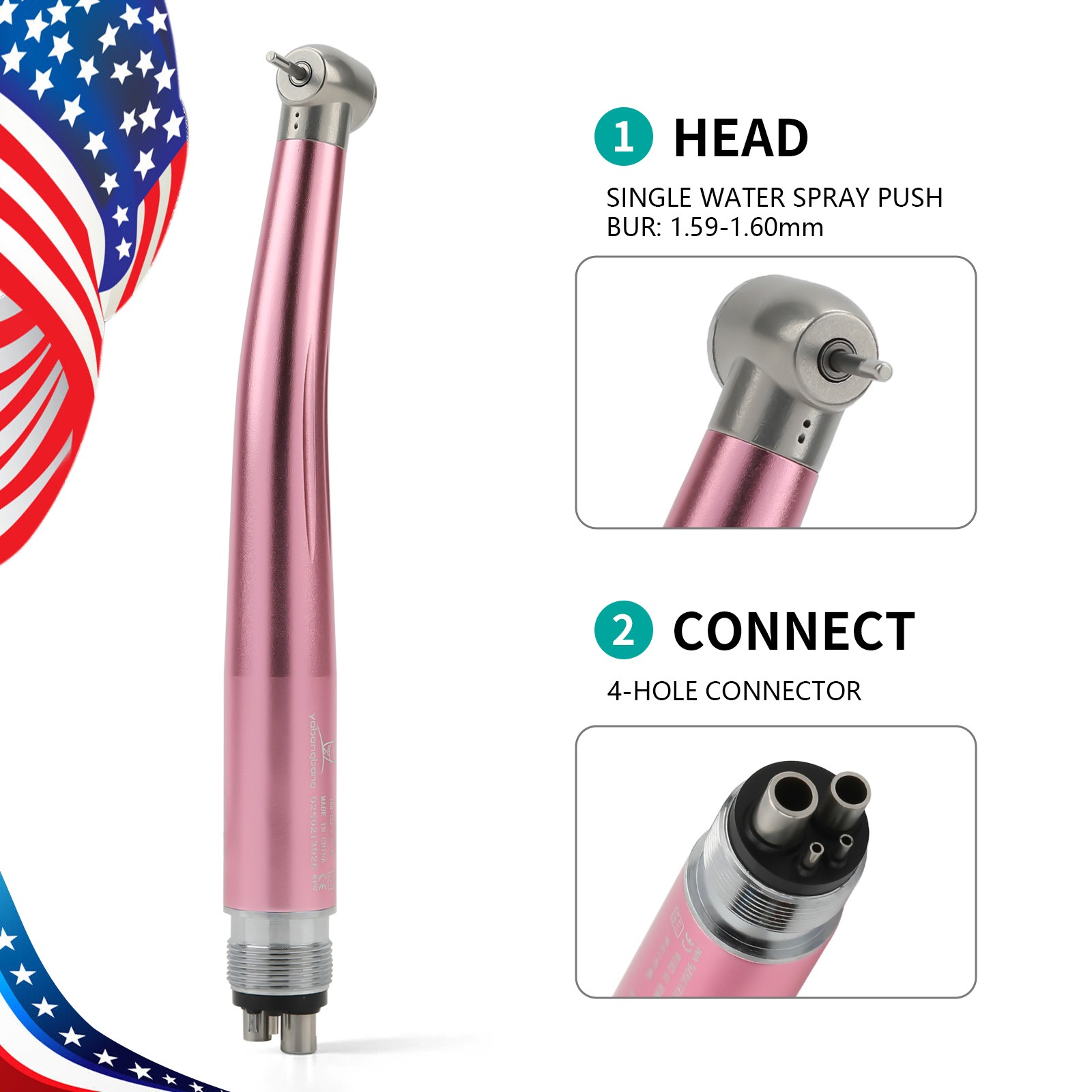 Dental Fast High Speed Handpiece Air Turbine Push Button 4Hole NSK Style Color