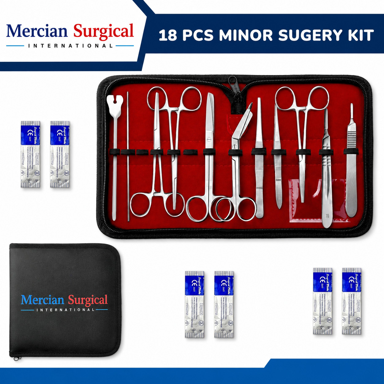 18PCS Minor Surgery Set Surgical Instruments Kit German Grade Stainless Steel