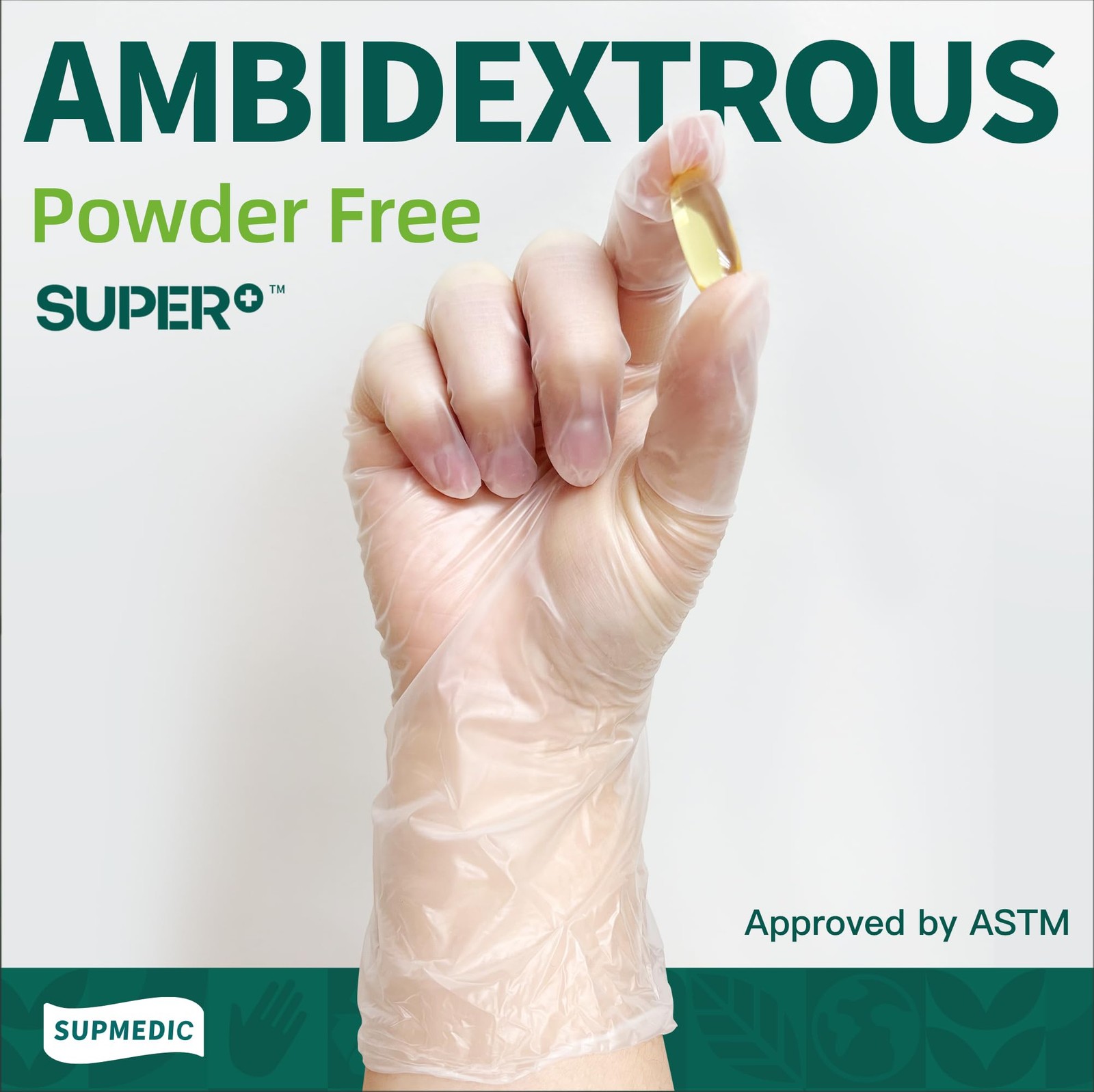 Supmedic Vinyl Disposable Exam Gloves, Clear 4 Mil Medium, 100 Medium (Clear)