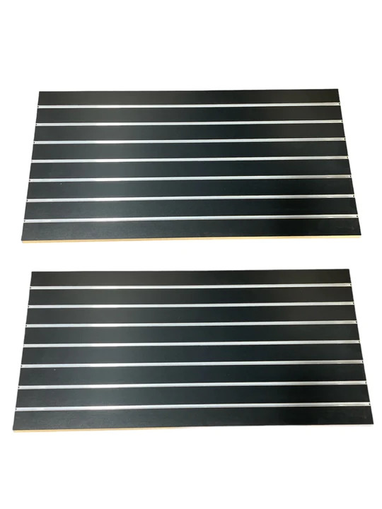 Slatwall Easy Panels, 2′ H x 4′ W Black w/ Metal Inserts Set of 2 PIECES