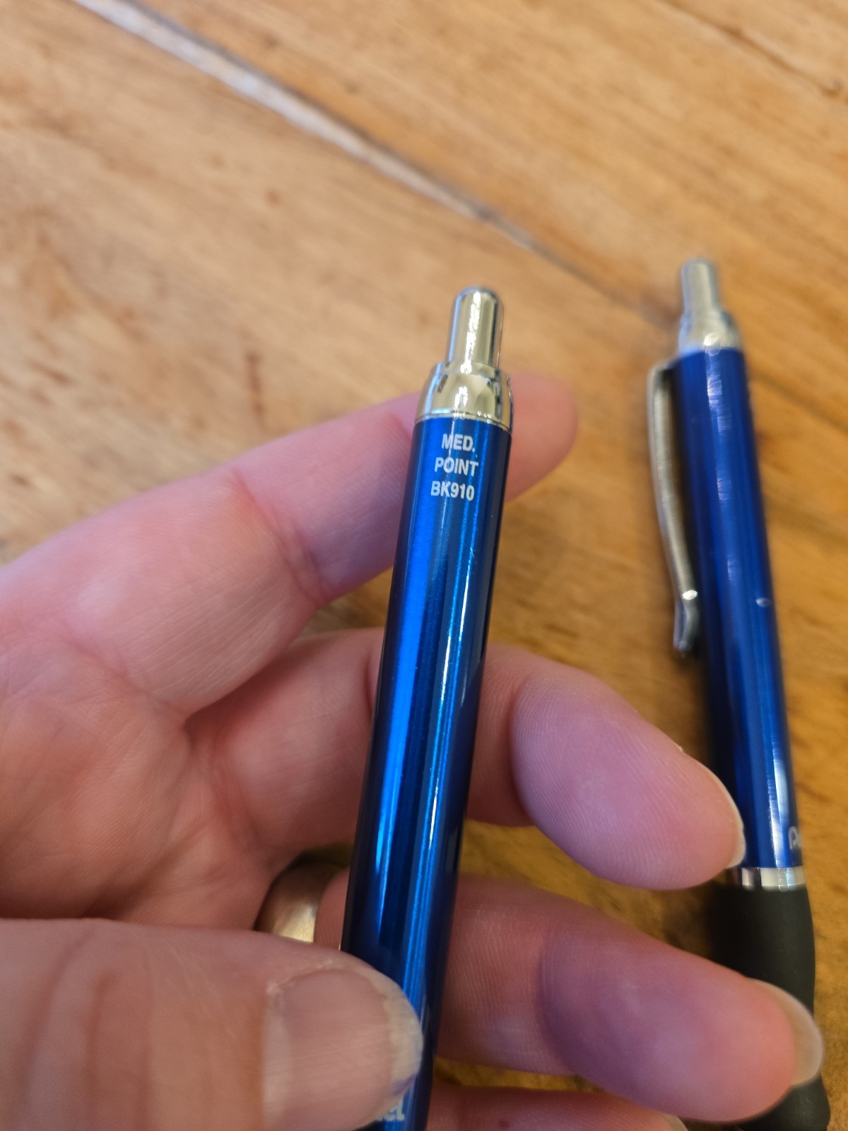 Vintage Pentel Client Retractable Ballpoint Pens Medium Line Blue Body Ink Metal