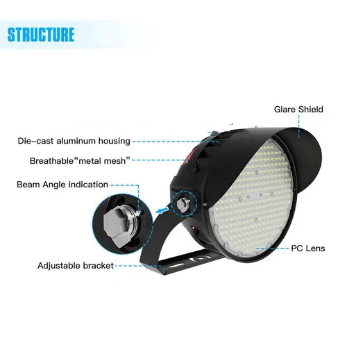 3000W Equivalent LED Stadium Lights 84000LM 600W Commercial Outdoor Flood Light