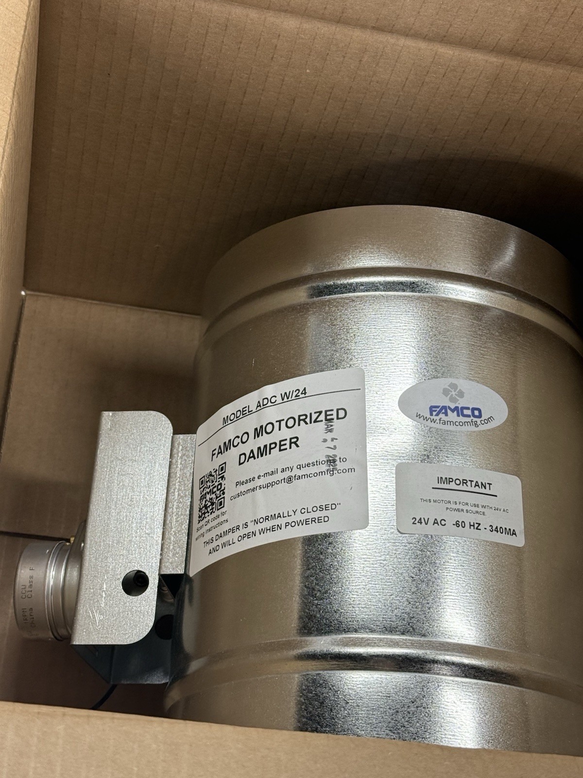 FAMCO ADC824 Motorized Damper 8″ Closed 24V – NEW