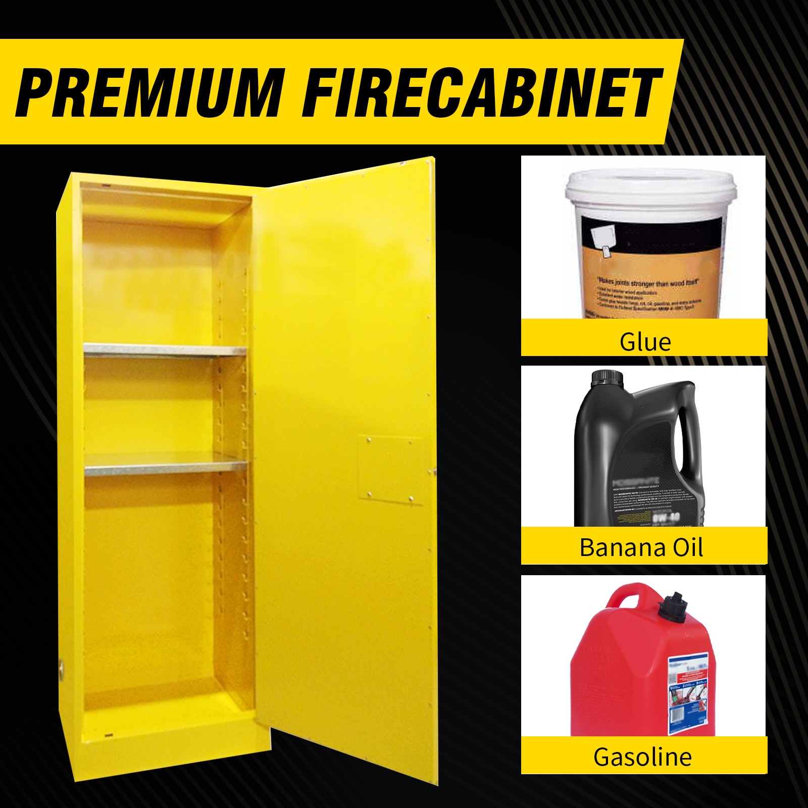 16 Gal Fireproof Flammable Cabinet, Industrial Storage with Leak Sump & Vents
