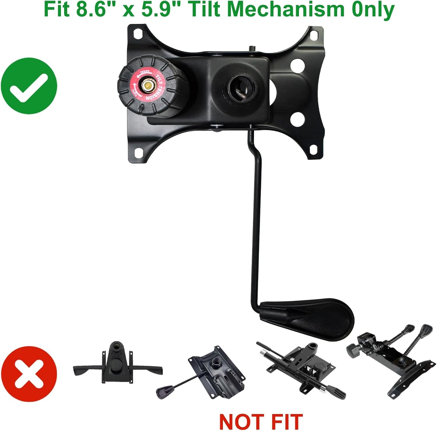 Heavy Duty 300 LBs Office Chair Tilt Mechanism Replacement Parts, 5.9» x 8.6″ M