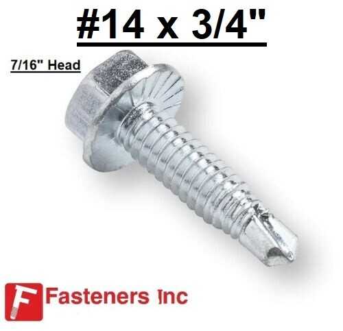 1/4″ (#14) x 3/4″ Hex Washer Head Self Drilling Tek Serrated Screw 7/16″ Dr.
