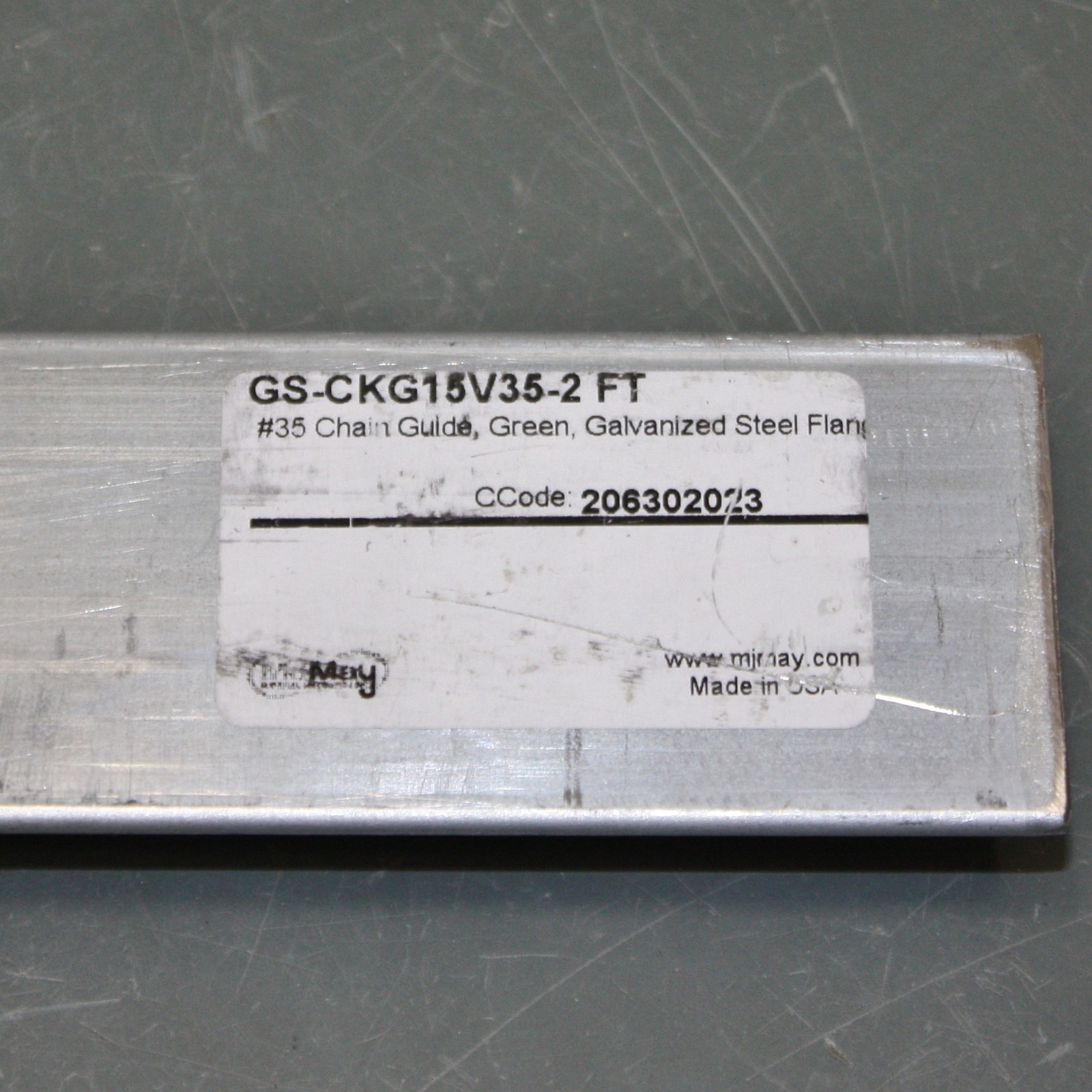 MJ May #35 Chain Guide GS-CKG15V35-2 FT, 24″, Green UHMWPE, Stainless Steel