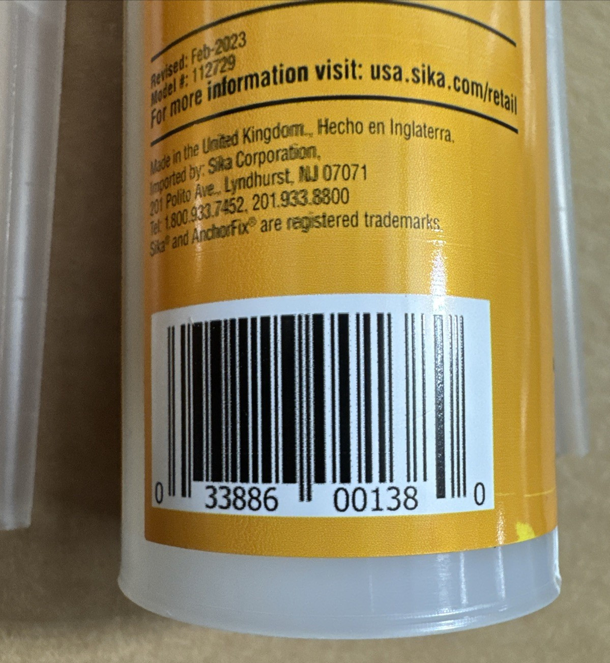 2-Sika 1 112729 Anchoring Adhesive 10.1 oz BB 10/30/25 TESTED ON 07-23-26 GOOD