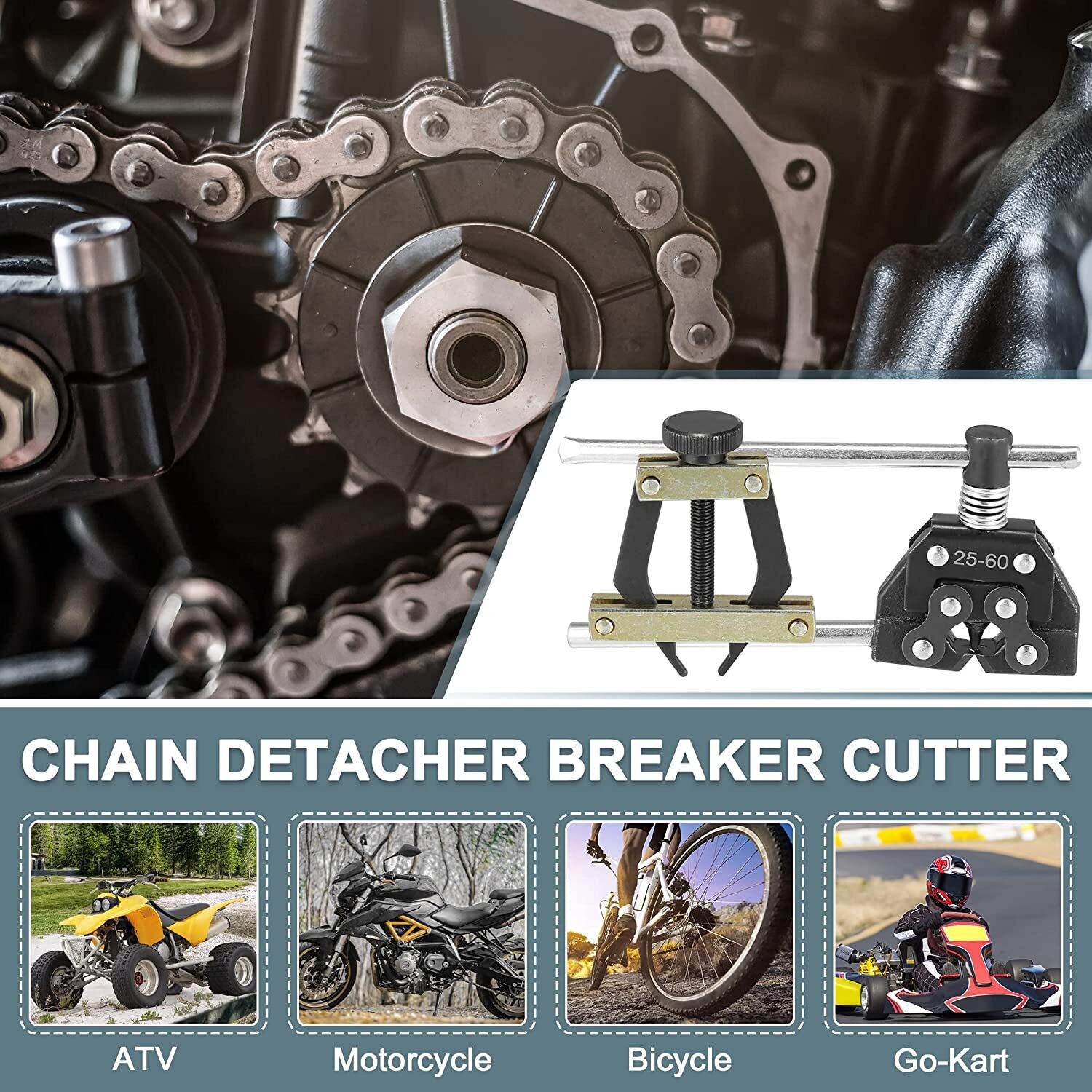 Roller Chain Tools Kit 25-60 Chain Detacher Breaker Cutter Tool For Bike / ATV