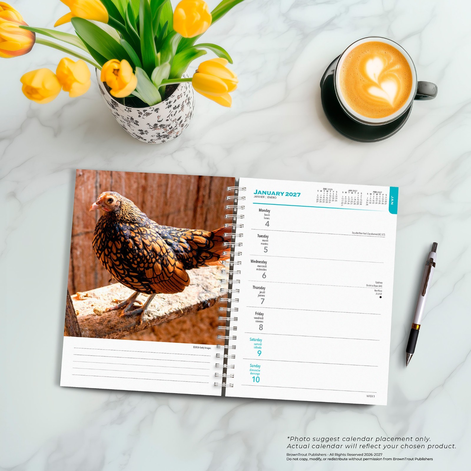Chickens | 2027 6×7.75″ Spiral-Bound Wire-O Weekly Engagement Planner Calendar