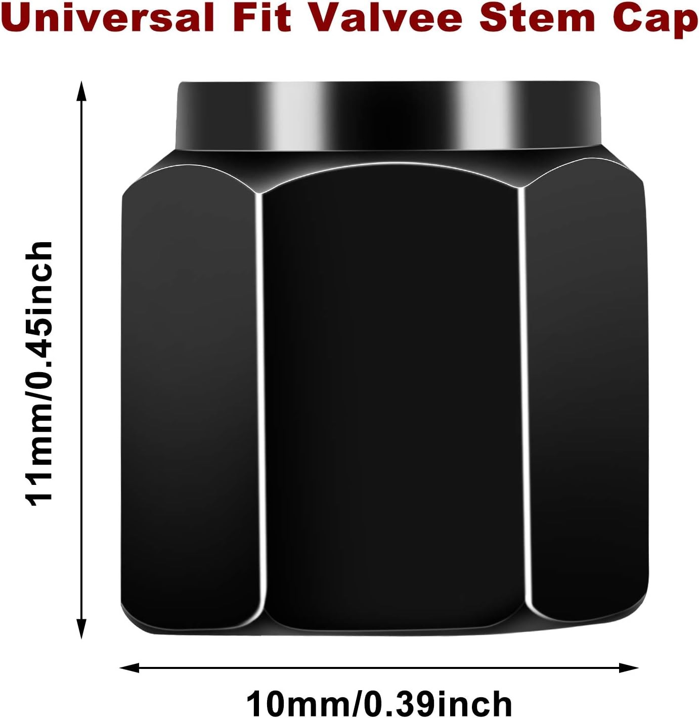 20 Pieces Tire Valve Caps Aluminum Valve Stem Caps in Hexagon Shape Black