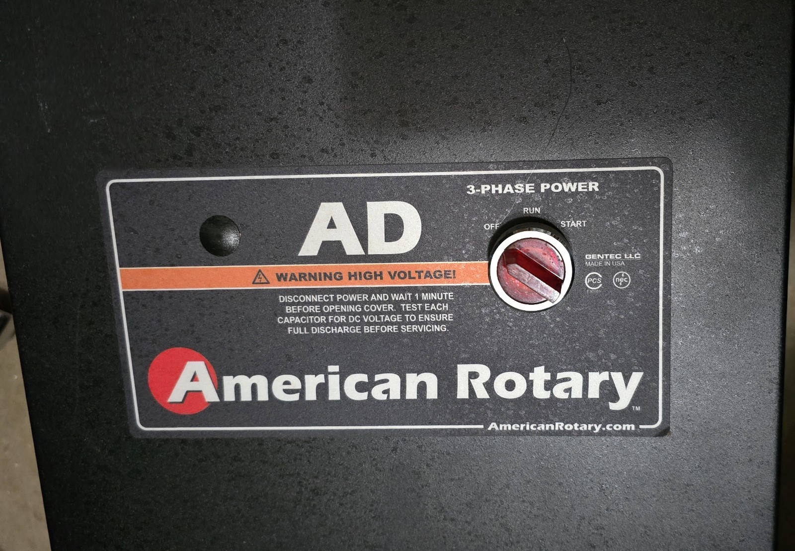American Rotary Phase Converter AD20S – 20HP / 15kW and Operational Components