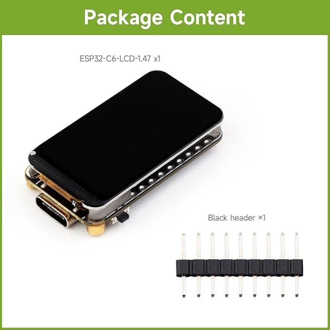 1.47inch LCD ESP32-C6 WIFI Bluetooth Development Board Type-C 160MHz Processor