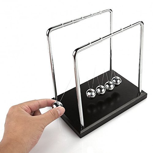 Newton’s Cradle with 1 Inch Balance Balls and 7.25″ x 4.6″ Black Wooden Base