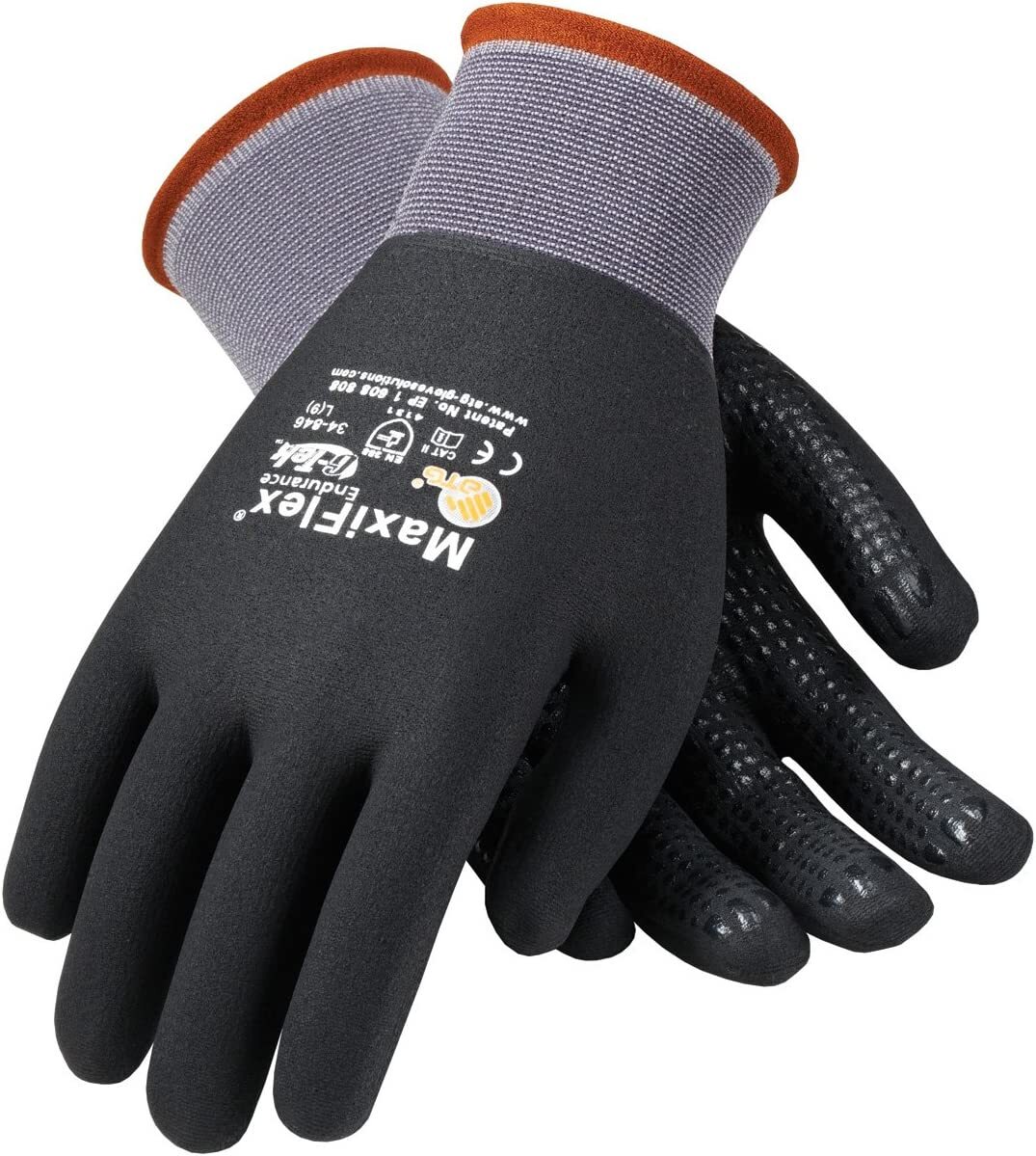 PIP 34-846 ATG MaxiFlex Micro Foam Nitrile Grip WORK GLOVES Dotted Palms 12 PR