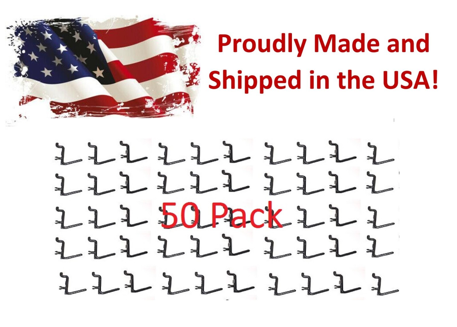 Plastic Black L Style Pegboard Hook Kit Tool – 50 Pack – PEGBOARD NOT INCLUDED