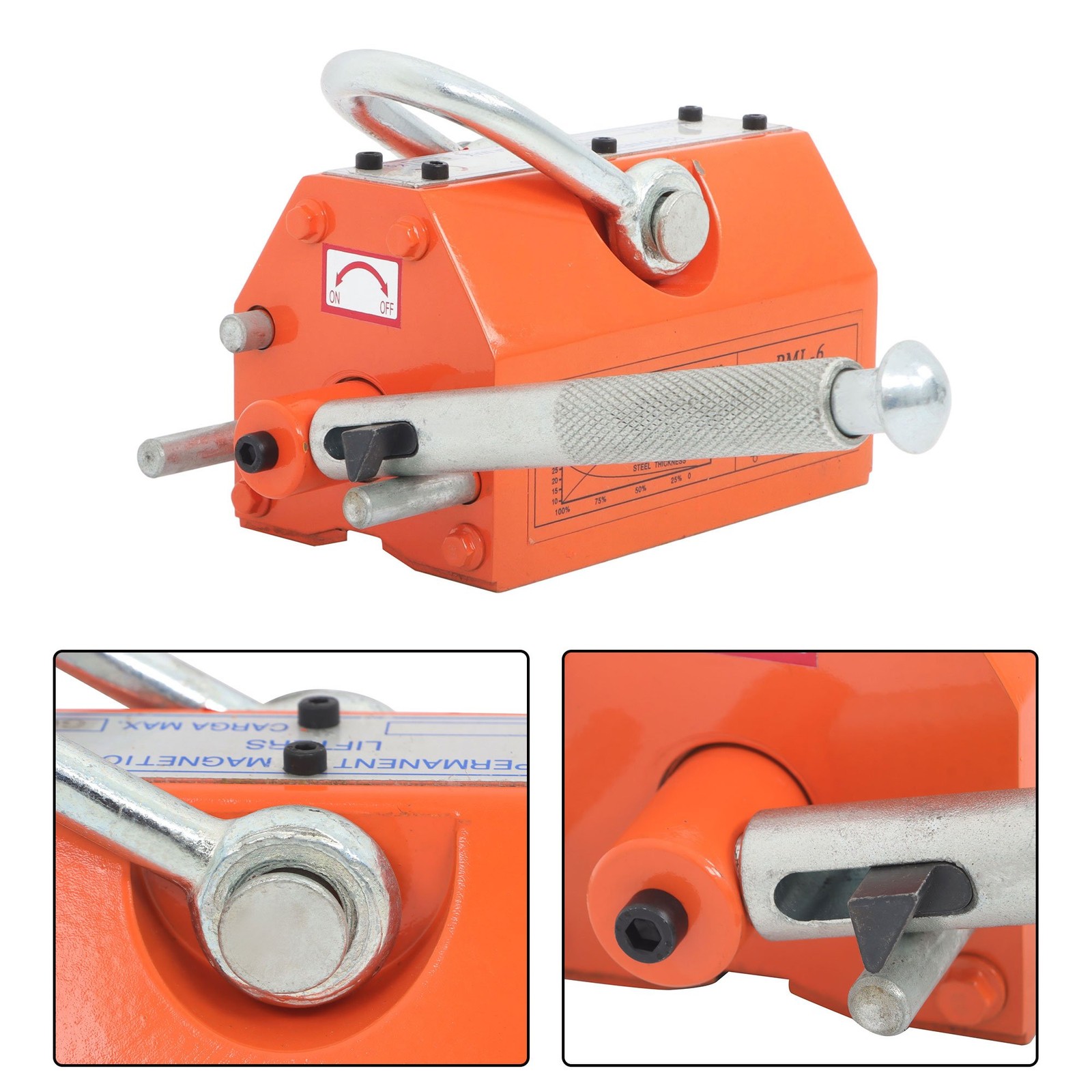 1320LBS 600kg Steel Magnetic Lifter Heavy Duty Crane Hoist, 2 Safety Factor