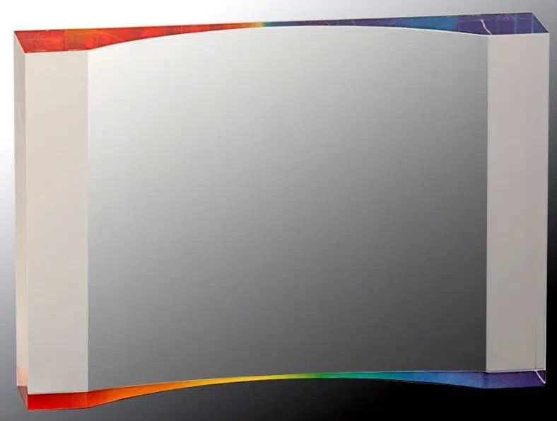 ENGRAVEABLE – ACRYLIC – Rainbow Acrylic Crescent 4.5″ x 7″ Size